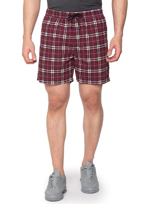 maroon checkered short - 18294787 - Standard Image - 1