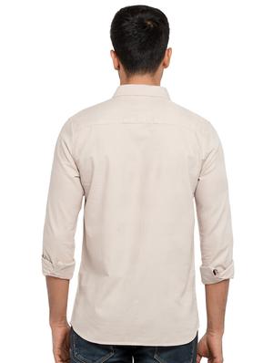 beige self-designed casual shirt - 18294947 - Standard Image - 3
