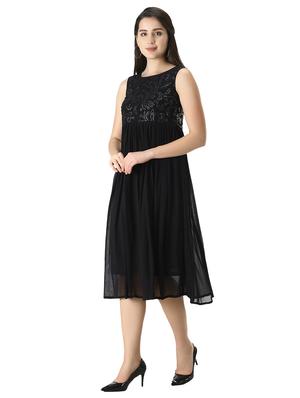 sleeveless embellished fit & flare dress - 18295451 - Standard Image - 2