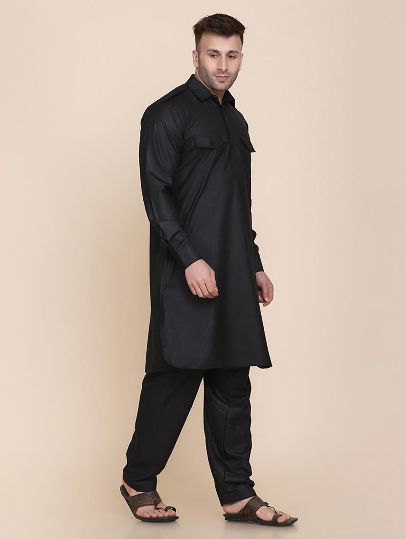 black solid pathani ethnic wear set - 18297771 - Zoom Image - 2