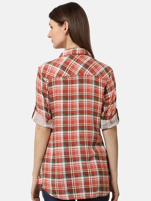 curved hem checkered shirt - 18297791 - Standard Image - 2