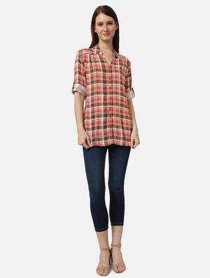 curved hem checkered shirt - 18297791 - Standard Image - 3