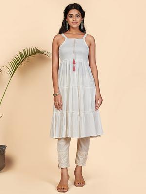 blue solid layered kurta - 18298350 - Standard Image - 2