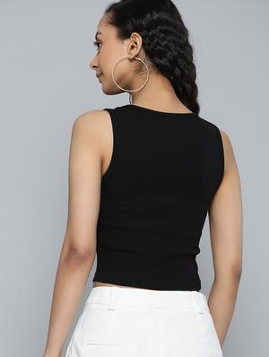 square neck solid crop top - 18298423 - Standard Image - 3
