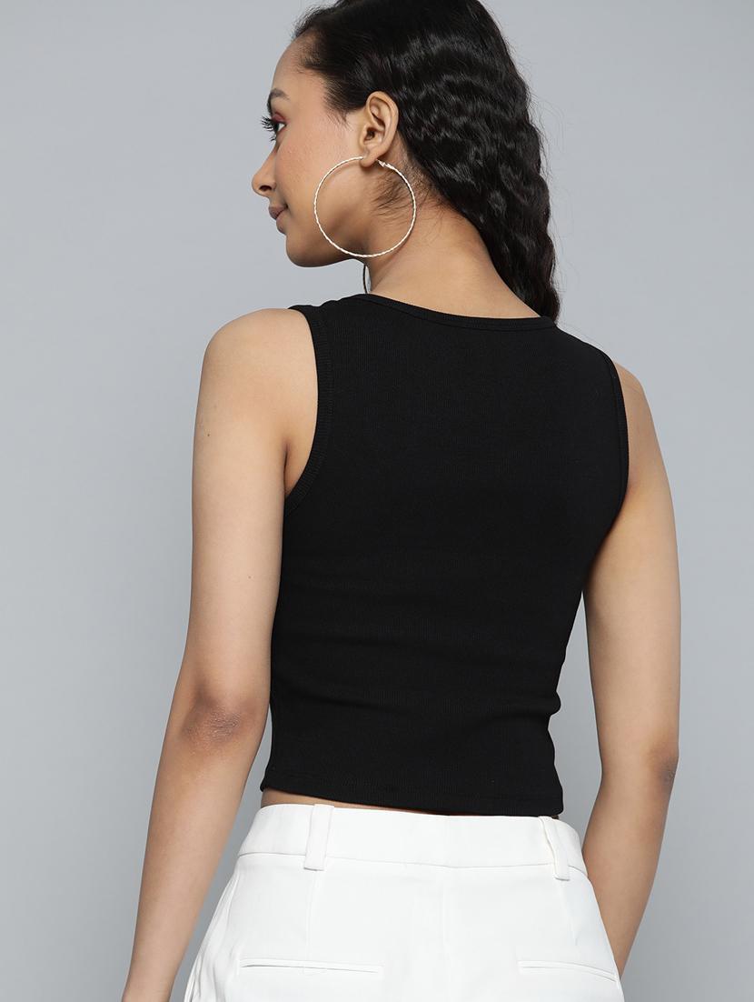 square neck solid crop top - 18298423 - Zoom Image - 3