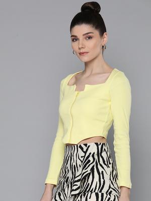notch neck solid crop top - 18298424 - Standard Image - 2