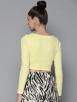 notch neck solid crop top - 18298424 - Standard Image - 3
