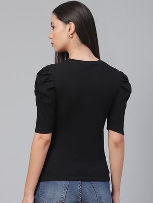 round neck solid top - 18298430 - Standard Image - 3