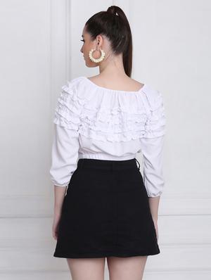 off shoulder solid crop top - 18298472 - Standard Image - 4