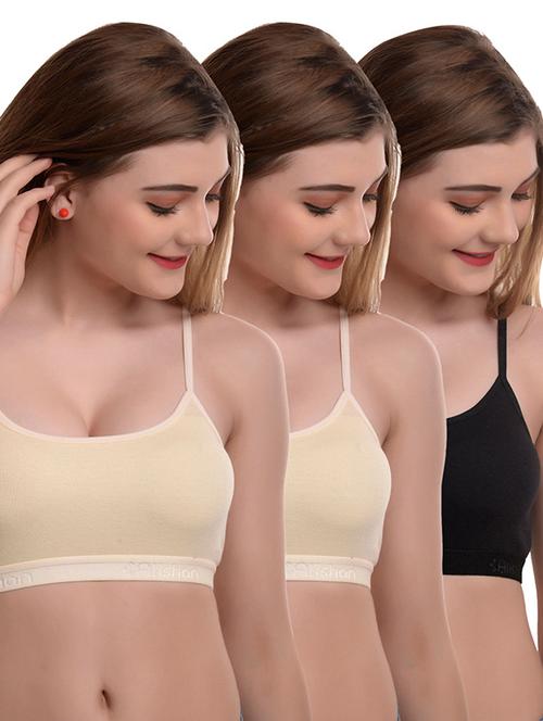 pack of 3 solid sports bra - 18298736 - Standard Image - 1