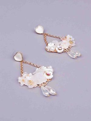 white metal drop earring - 18299615 - Standard Image - 2