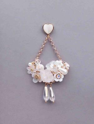 white metal drop earring - 18299615 - Standard Image - 3