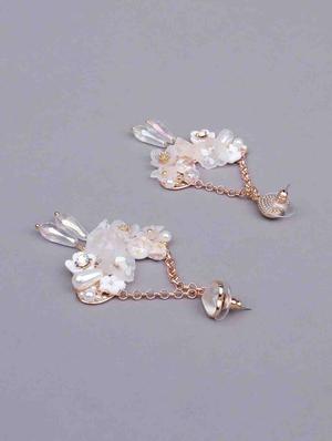 white metal drop earring - 18299615 - Standard Image - 4