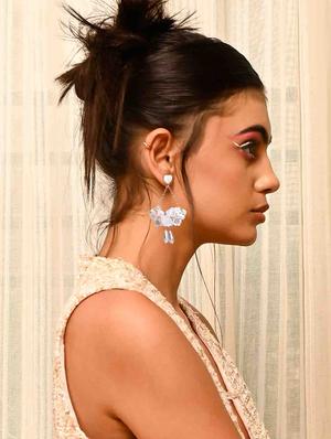 white metal drop earring - 18299615 - Standard Image - 6