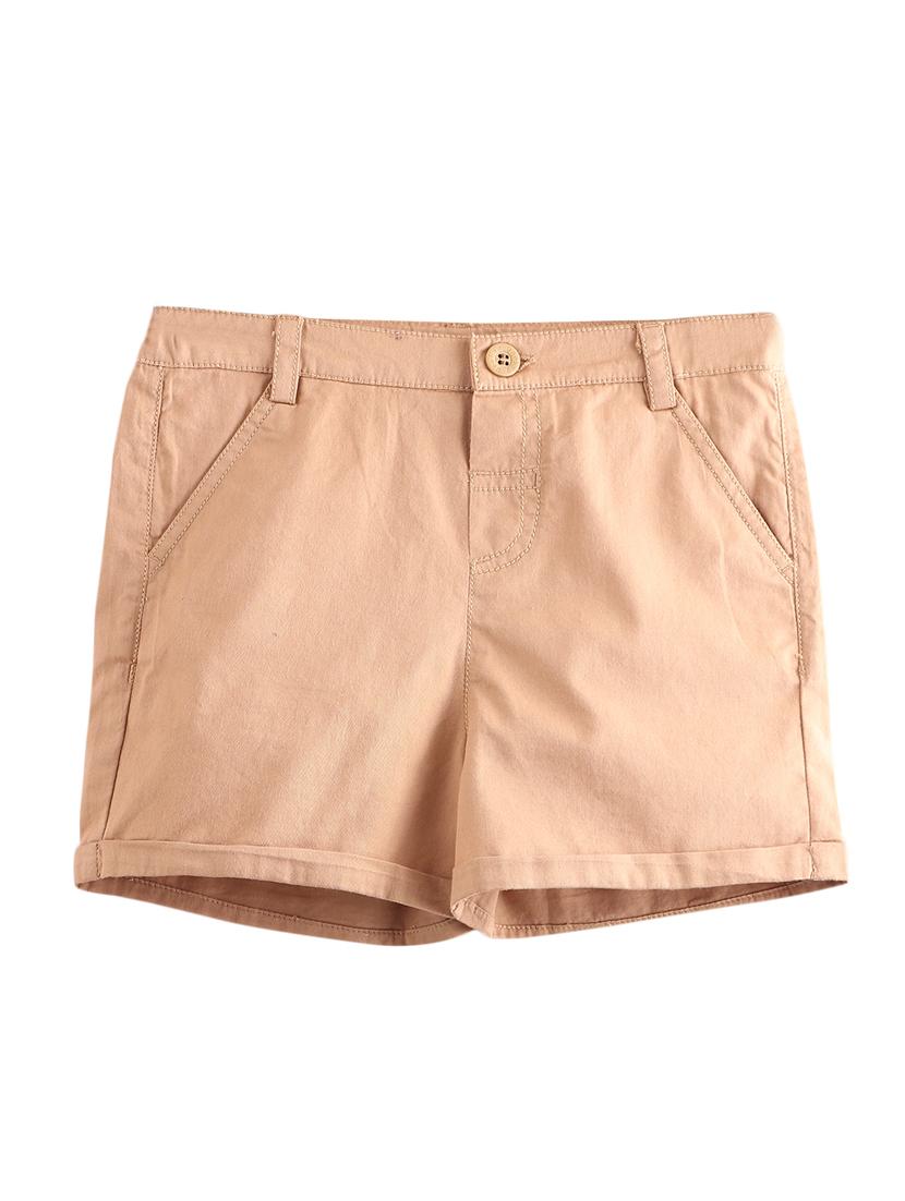beige solid shorts - 18300033 - Zoom Image - 1