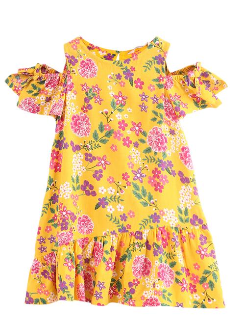 yellow floral frock - 18300127 - Standard Image - 1