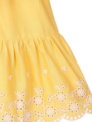 yellow solid embroidered frock - 18300138 - Standard Image - 3