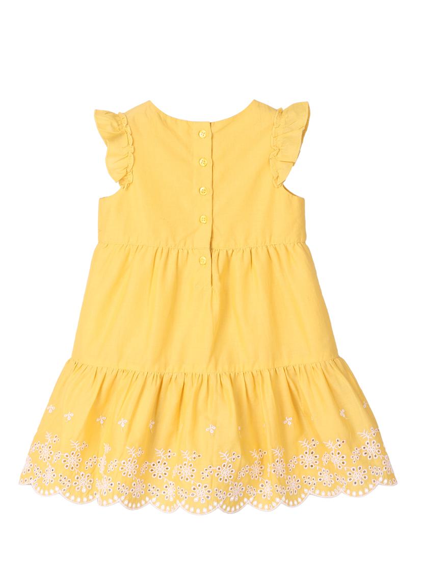 yellow solid embroidered frock - 18300138 - Zoom Image - 2