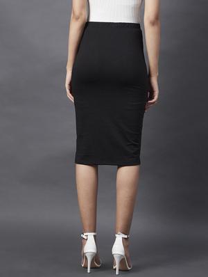 mid rise solid bodycon skirt - 18301701 - Standard Image - 4