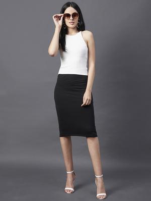 mid rise solid bodycon skirt - 18301701 - Standard Image - 5