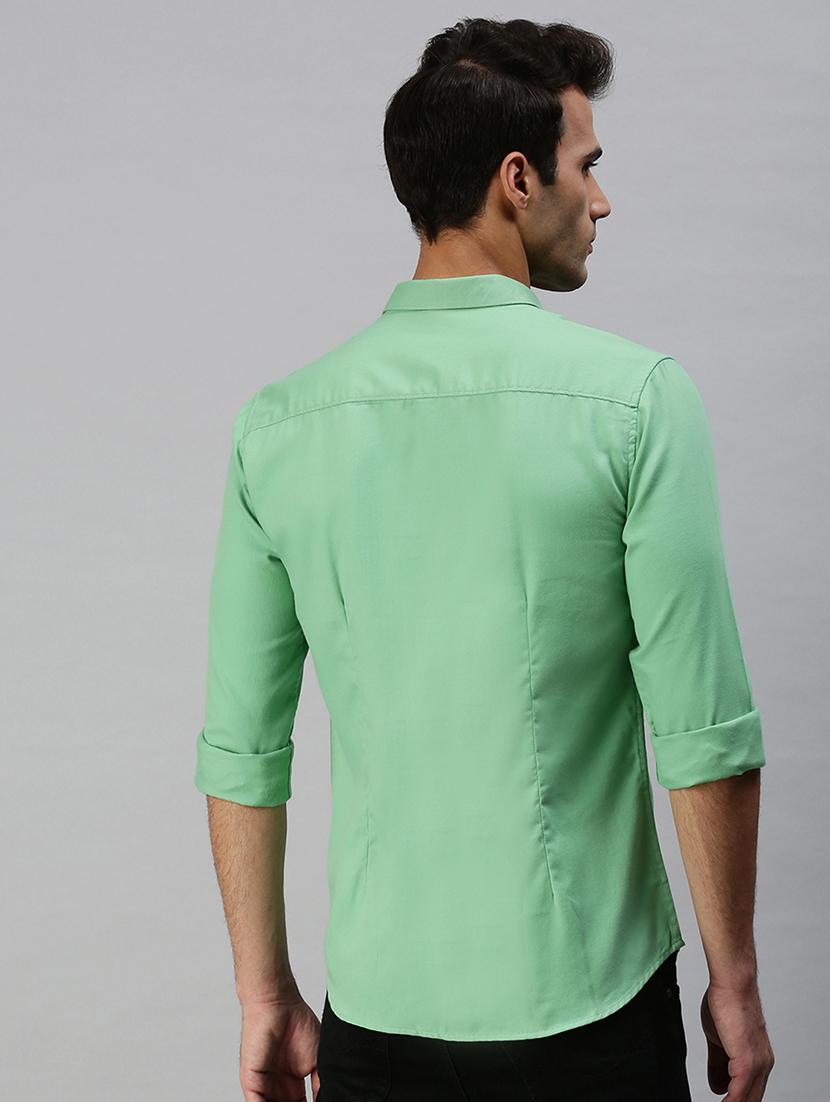 green solid casual shirt - 18301722 - Zoom Image - 2