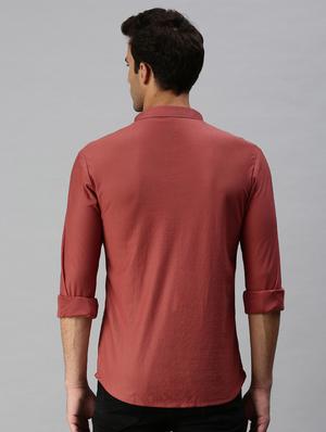 peach solid casual shirt - 18301735 - Standard Image - 3