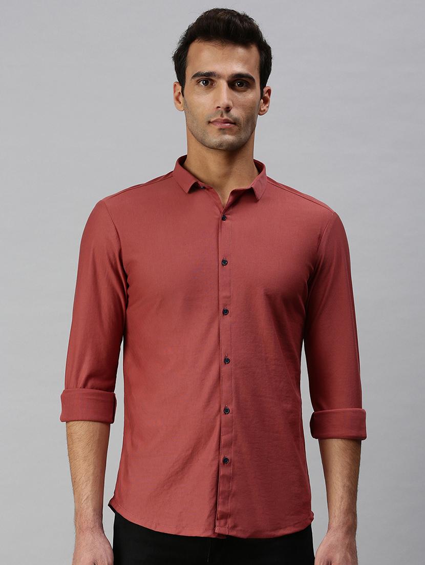 peach solid casual shirt - 18301735 - Zoom Image - 1
