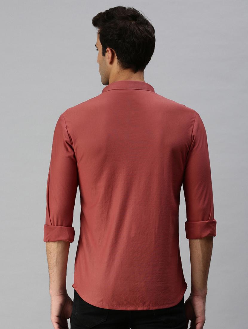 peach solid casual shirt - 18301735 - Zoom Image - 3