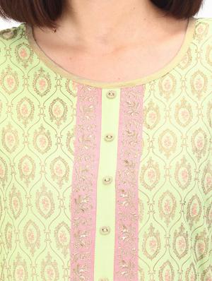 green printed flared kurta - 18301955 - Standard Image - 5