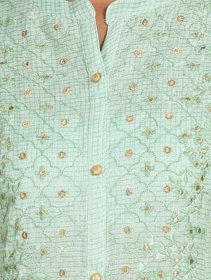green embroidered a-line kurta - 18301969 - Standard Image - 6