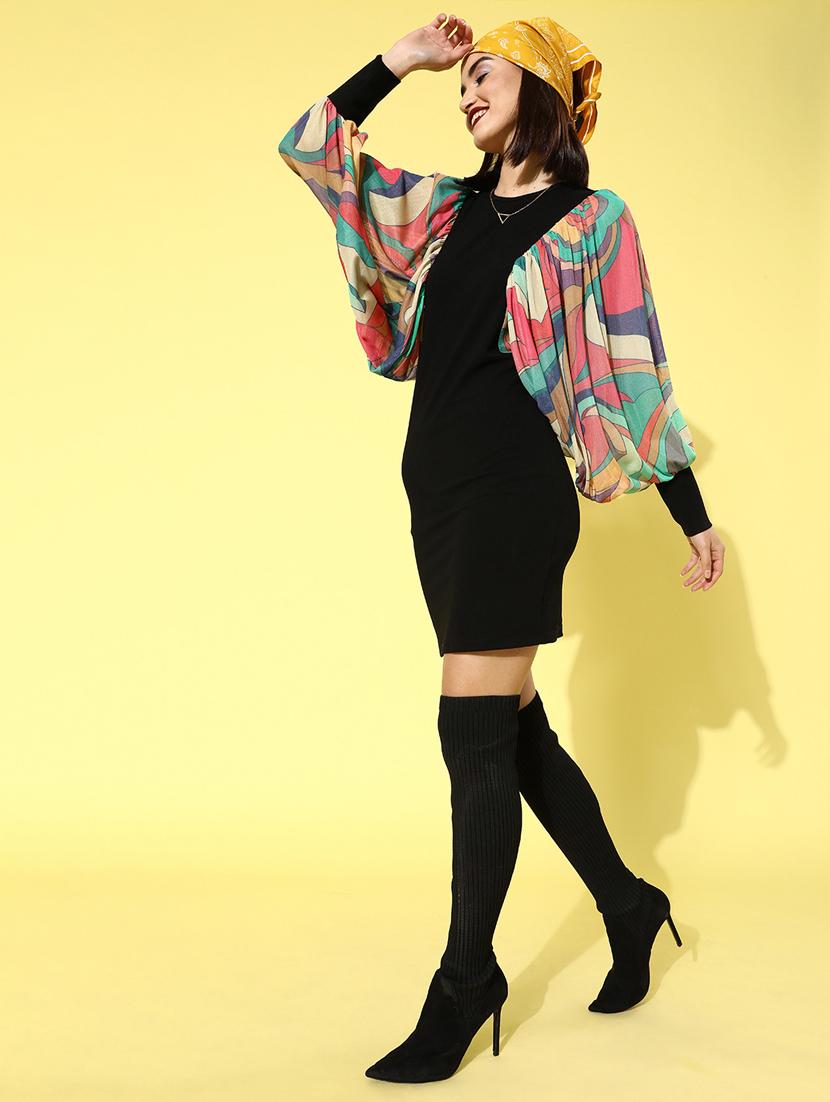 bat wing sleeved solid bodycon dress - 18303602 - Zoom Image - 4