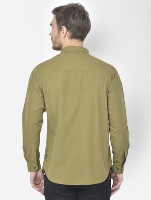 olive-green printed casual shirt - 18304967 - Standard Image - 3
