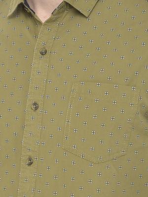 olive-green printed casual shirt - 18304967 - Standard Image - 5