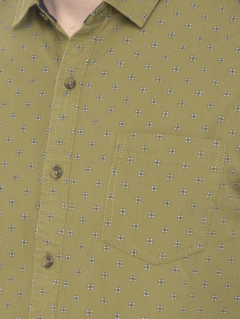 olive-green printed casual shirt - 18304967 - Zoom Image - 5