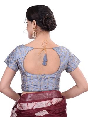 grey silk embroidered blouse - 18305110 - Standard Image - 3