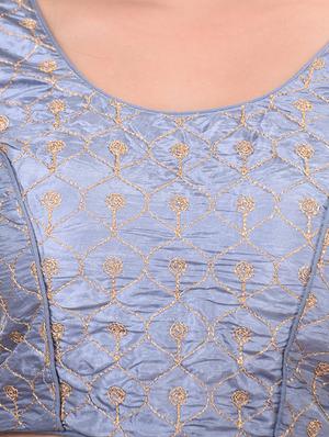 grey silk embroidered blouse - 18305110 - Standard Image - 4