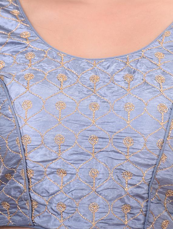 grey silk embroidered blouse - 18305110 - Zoom Image - 4