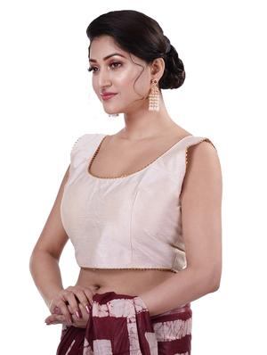 white silk solid blouse - 18305115 - Standard Image - 2