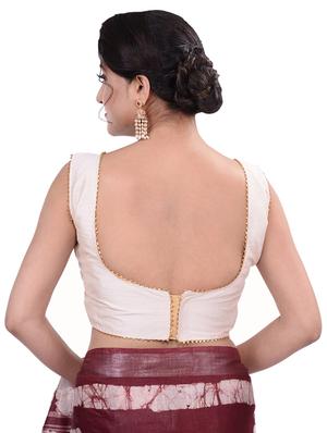 white silk solid blouse - 18305115 - Standard Image - 3