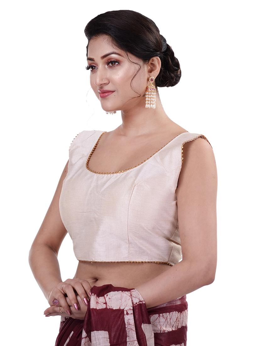 white silk solid blouse - 18305115 - Zoom Image - 2