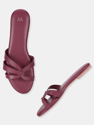 red pu flat forms sandals - 18305137 - Standard Image - 2