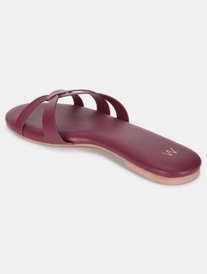 red pu flat forms sandals - 18305137 - Standard Image - 3