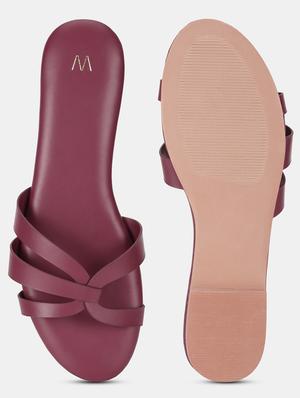 red pu flat forms sandals - 18305137 - Standard Image - 4