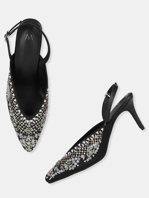 black fabric ethnic sandals - 18305174 - Standard Image - 3