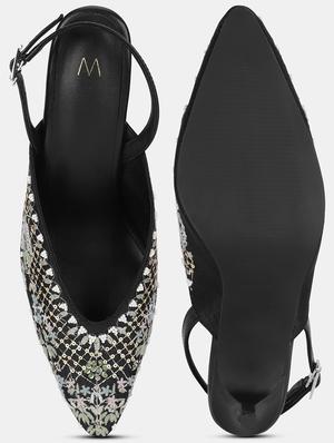 black fabric ethnic sandals - 18305174 - Standard Image - 4