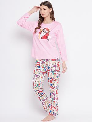 round neck printed nightwear pajama set - 18305789 - Standard Image - 2