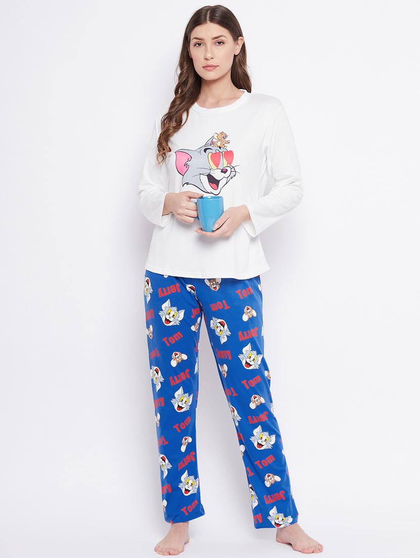round neck printed nightwear pajama set - 18305794 - Zoom Image - 1