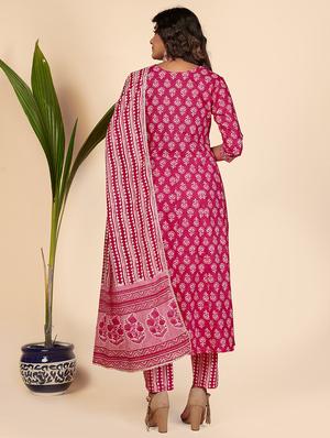 pink cotton suit set - 18306141 - Standard Image - 3