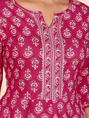 pink cotton suit set - 18306141 - Standard Image - 5