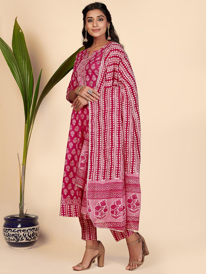 pink cotton suit set - 18306141 - Zoom Image - 2